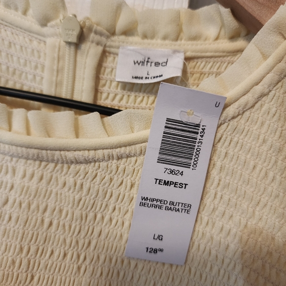 NEW Aritzia | Wilfred Tempest Blouse Smocked Chiffon Blouse in Whipped Butter - Picture 13 of 15